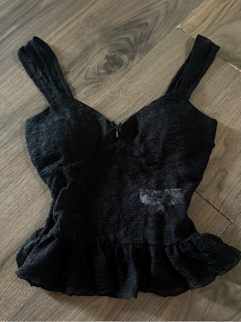 Forever 21 Black Lace Peplum Cami Top